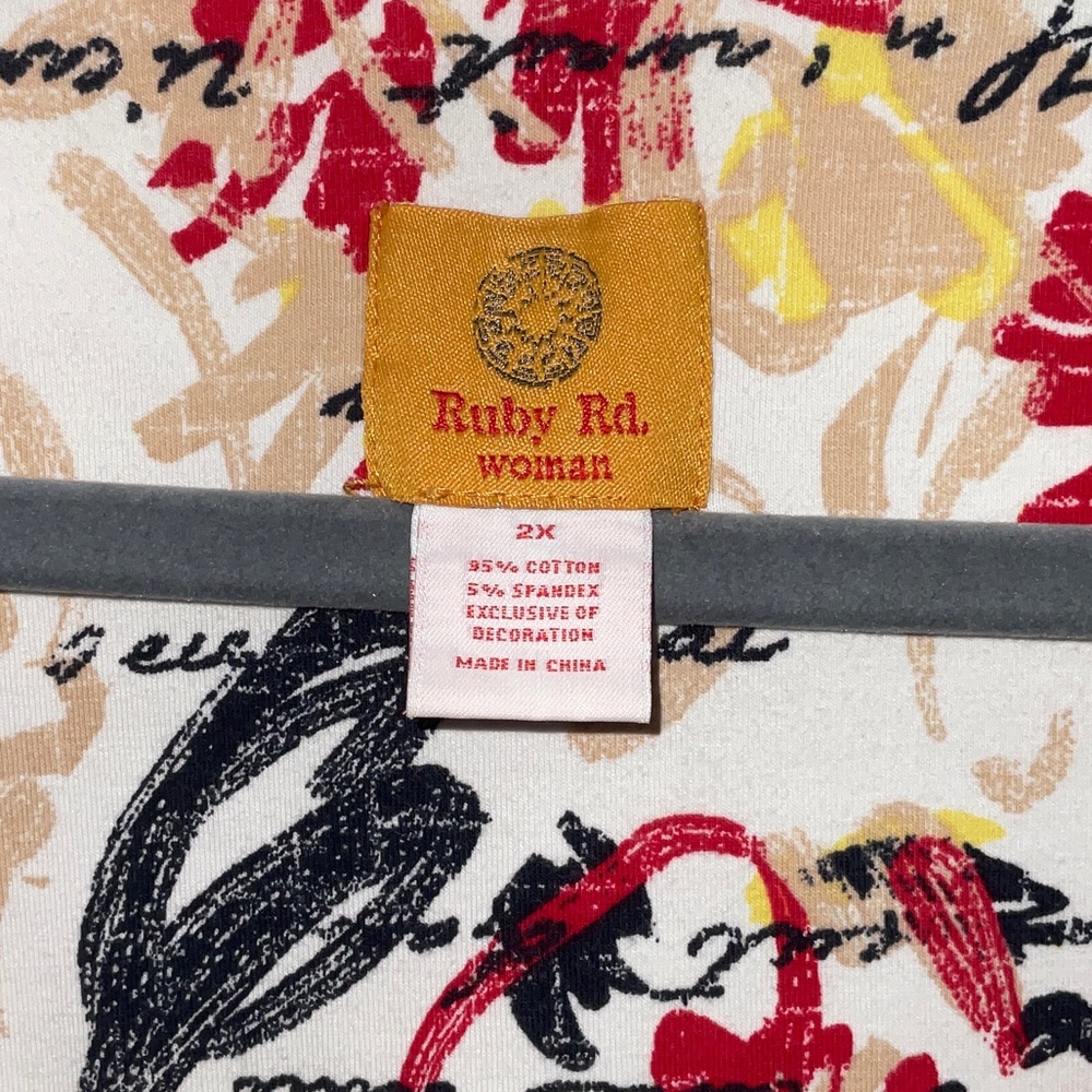 Ruby Rd. Red and Yellow Floral Blouse - Picture 2 of 4